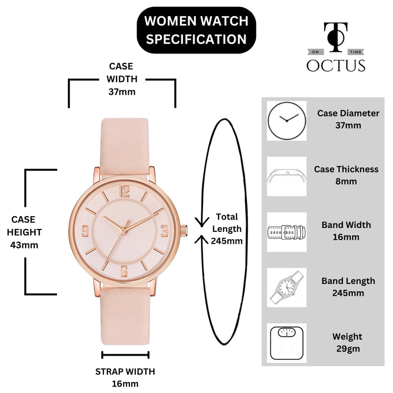 ON TIME OCTUS Analog Girl's and Women's Watch MT-392 (Beige Dial Beige Colored Strap)