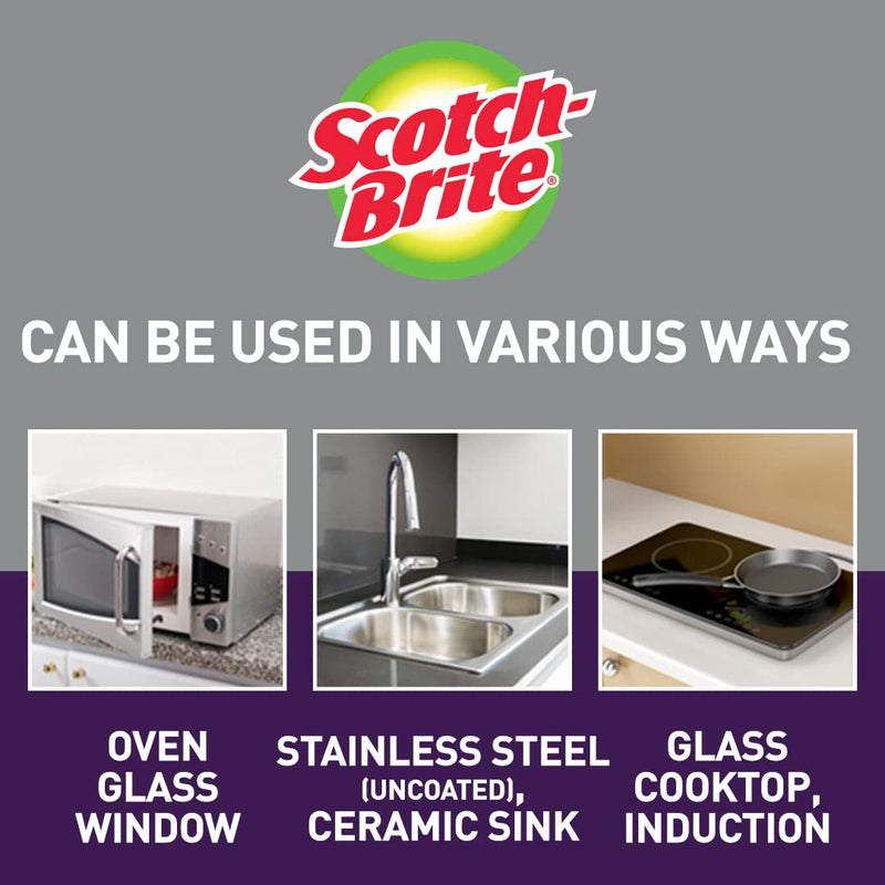 Scotch-Brite Chemical Free Non-Scratch Glass cooktop/Stove Cleaner Pads for Kitchen and Glass Utensils/appliances, Burnt Surfaces Cleaning (2 Pads), Purple, (GCTCP2)