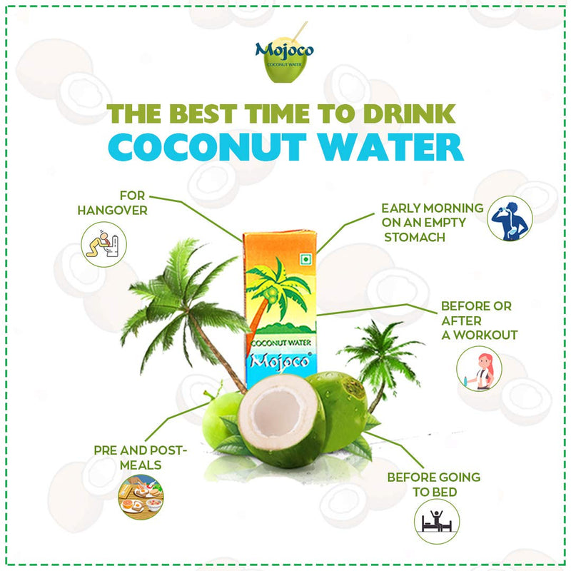 MOJOCO - Tender Coconut Water (27x200ml) | Pure and Raw Coconut Water | Enriched with Vitamins & Minerals | No Artificial Flavors, Fragrance, Sugar Additives, or Sweeteners | Nariyal Pani On-The-Go