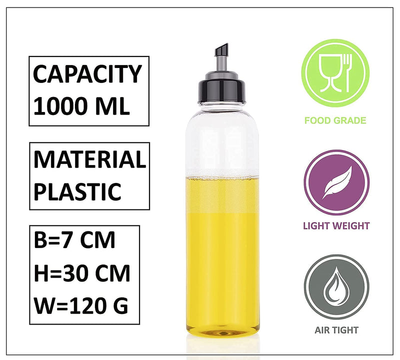 MiniMall Super Market Oil Dispenser 1 Litre Cooking Oil Dispenser Bottle Easy Flow Oil and Vinegar Bottle, Liquid Dispenser, Transparent And Unbreakable (Pack of 3)