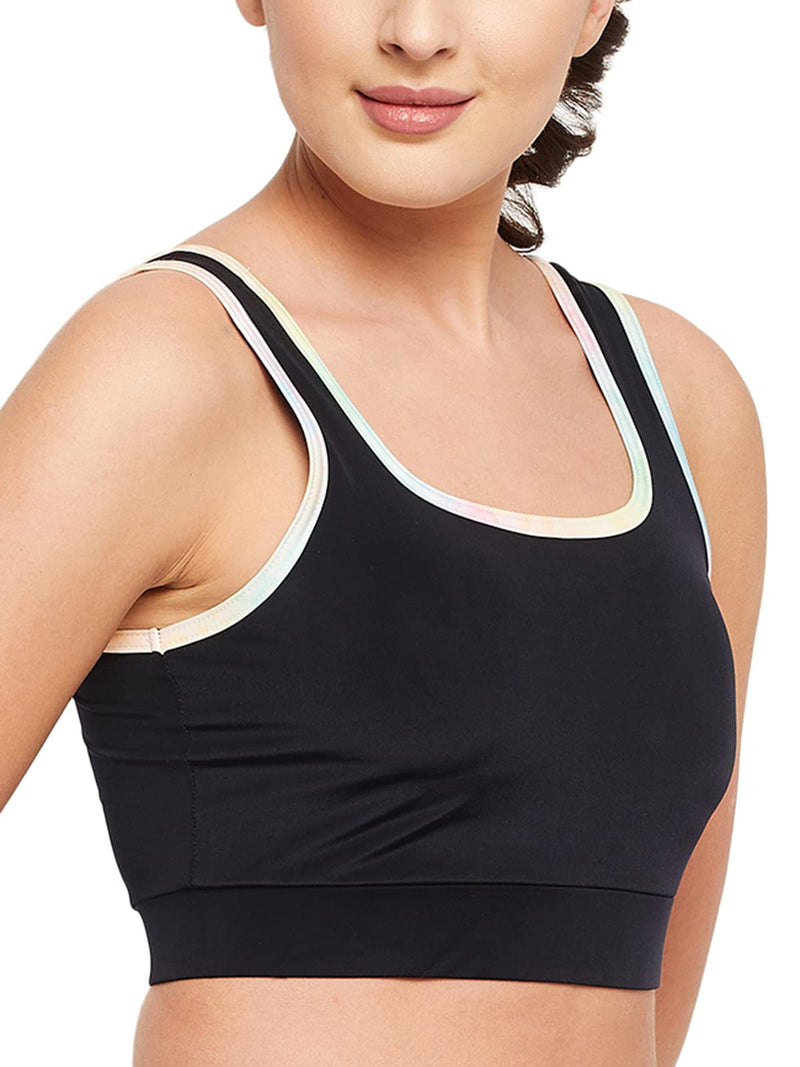 Clovia Women's Medium Impact Padded Non-Wired Sports Bra with Removable Cups (BRS019P13_Black_XL)