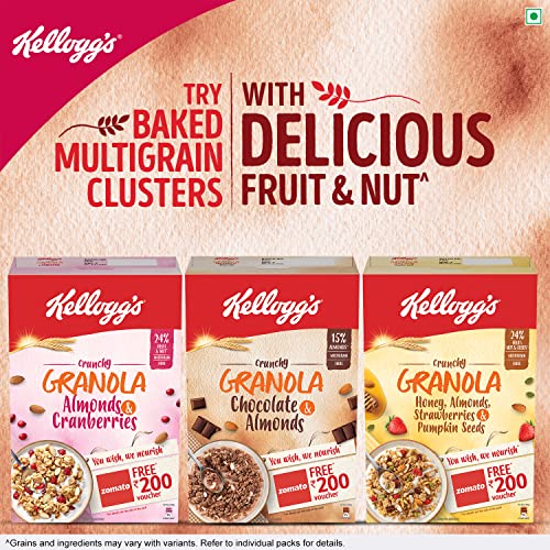 Kellogg's Crunchy Granola Chocolate & Almonds, 450 g | Breakfast Cereal | Multigrain Flakes