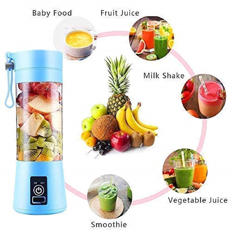 6 Blade Smoothie Maker & Portable Electric USB Juice Maker Juicer Bottle Blender Mixer, Rechargeable Bottle & Portable Fruit Blender Maker Mixer for Home (Small)