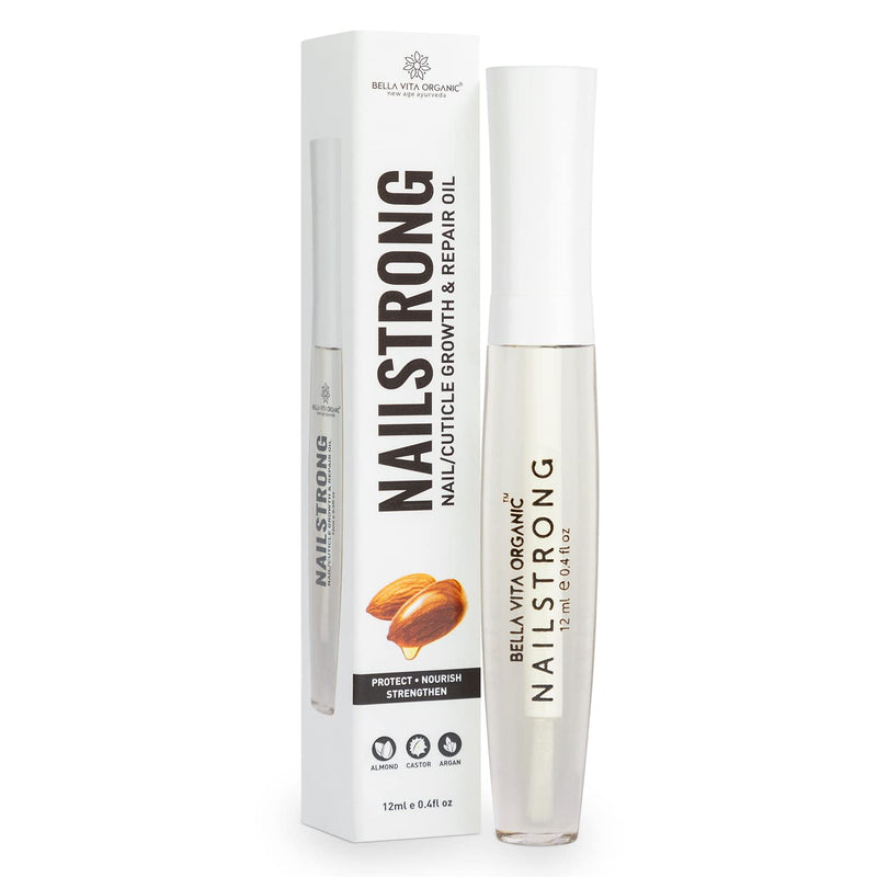 Bella Vita Organic Nail Strong Oil for Cuticle Care, Nail Growth & Strength With Goodness of Almond Oil - Soft, Smooth, & Strong Lustrous Nails, 12 ml