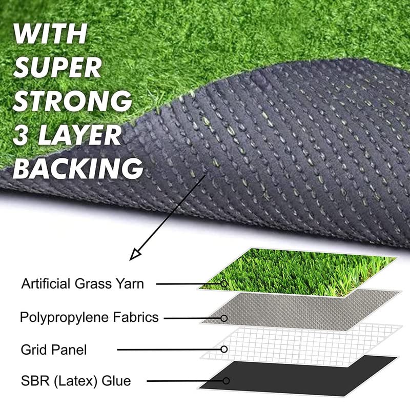 F2L 35mm Artificial Grass Mat for Balcony | Green Lawn Floor Carpet for Outdoor and Indoor | Living Room and Garden Decorations Items | Waterproof Turf Mats for Terrace (2x4 Ft, Washable, Anti Skid)