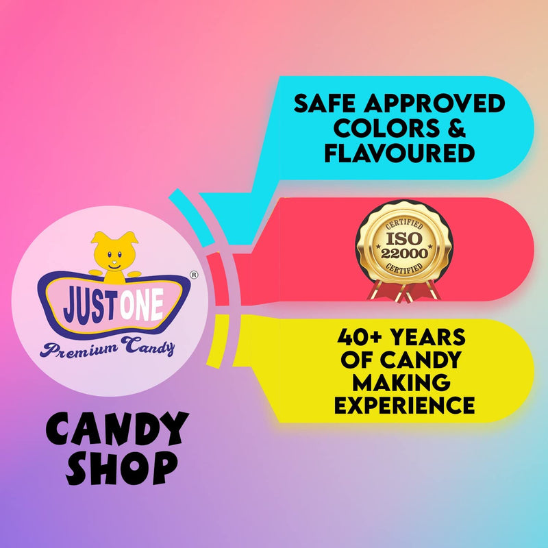 JUSTONE Swiss Jelly Mixed Fruit Soft Jelly Candy CUBES 500 Gms - SOFT JELLY Bites JUJUBE COMBO PACK of 2 ( 250 gms x 2) - Assorted Fruits Jelly candy - Jelly Beans - Jelly Candy pop || Jellies for kids and adults || Sugar coated Jelly Candy || Swiss Choco