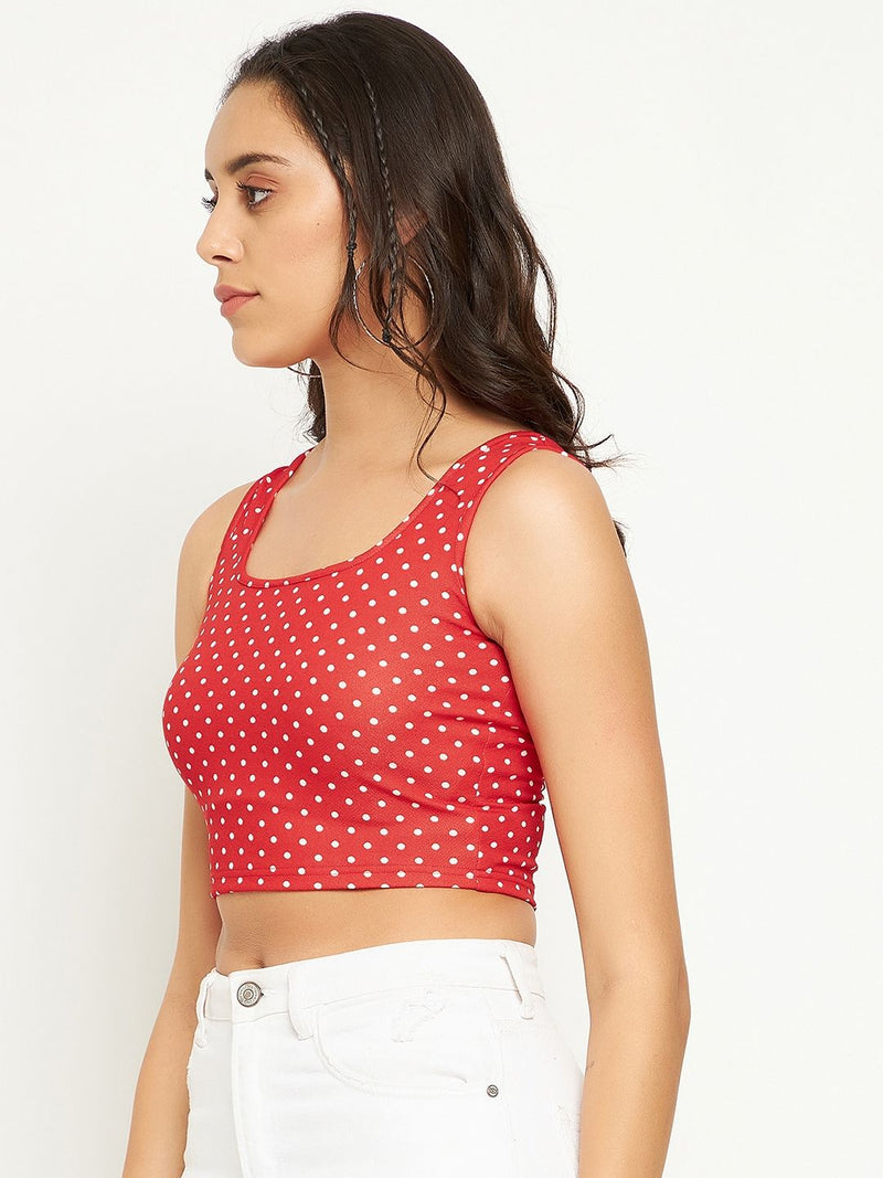 Uptownie Lite Stretchable Polyester Round Neck Sleeveless Crop Top