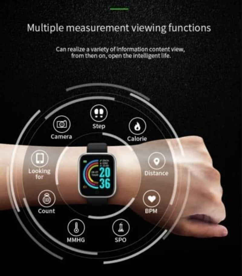 D20 Bluetooth Wireless Smart Watch Fitness Band (Black)