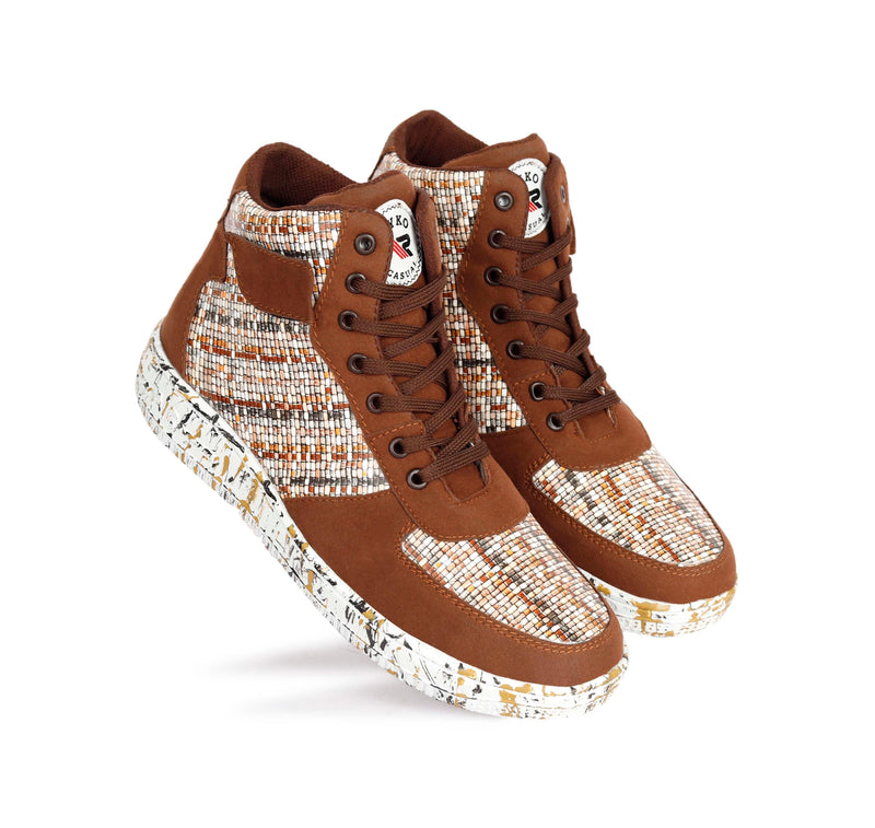 Ryko Mens Brown High-Top Casual Sneaker Shoes