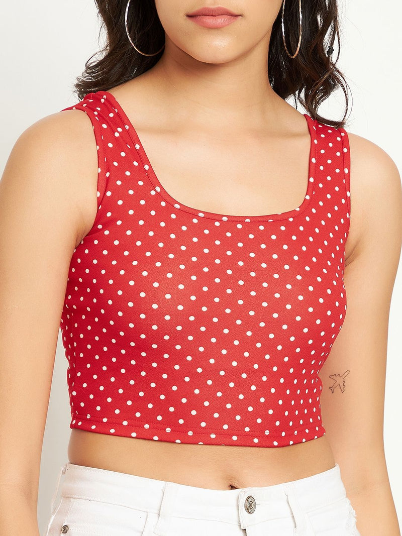 Uptownie Lite Stretchable Polyester Round Neck Sleeveless Crop Top