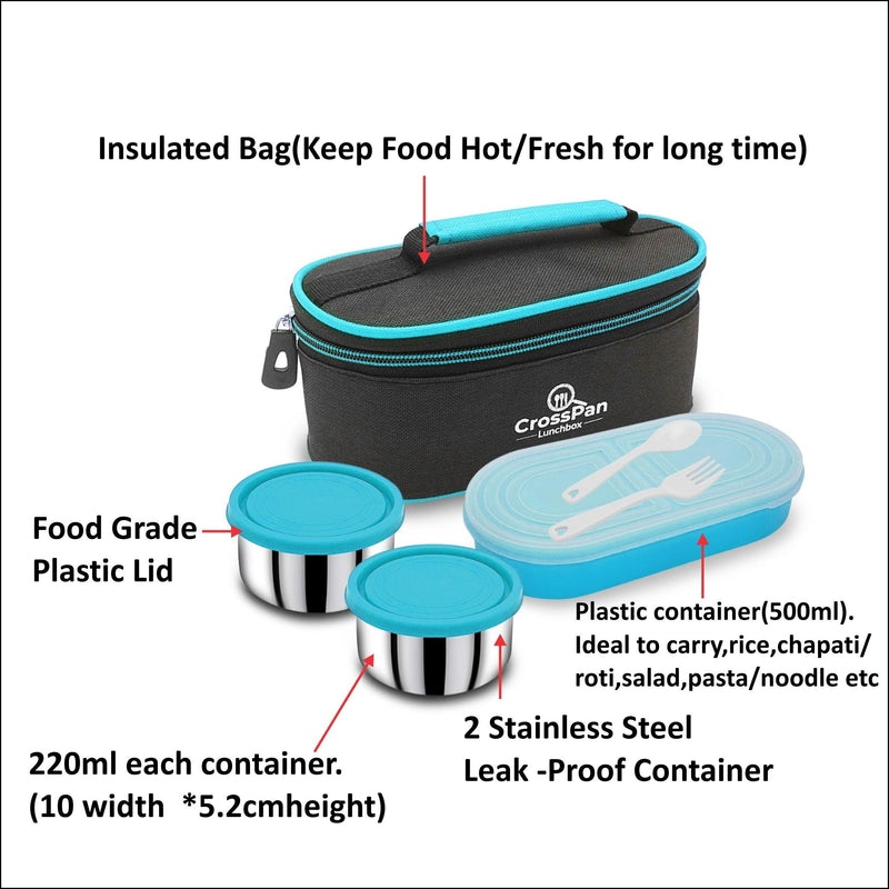 Lunch Box- Double Decker Lunch Box 3 Containers Lunch Box (1000 Ml)