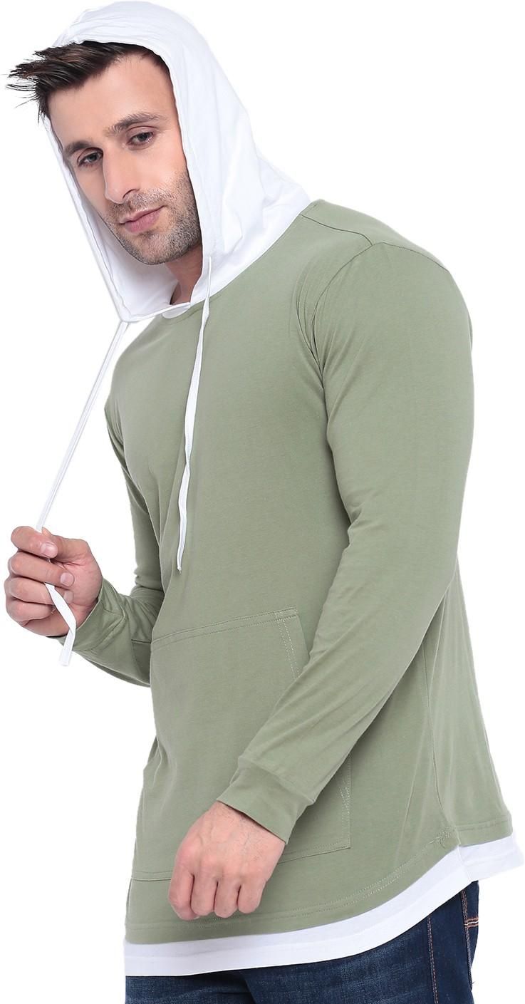 Gritstones Cotton Blend Color Block Half Sleeves Hooded Neck Mens  T-shirt