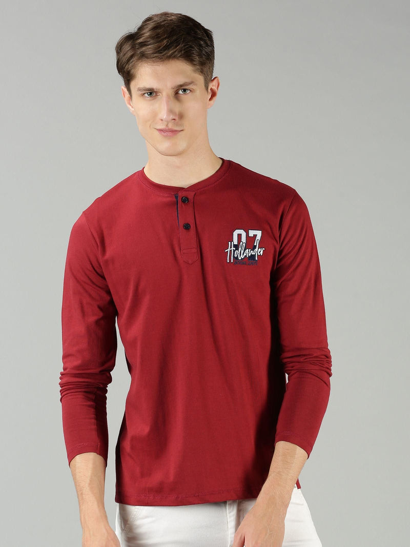 The Hollander Cotton Printed Full Sleeves Mens Round Neck T-Shirt