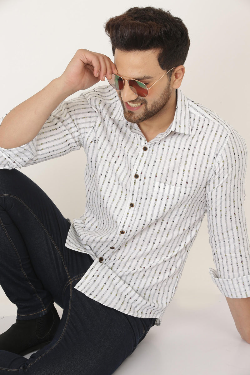 Gasperity Cotton Stripes Full Sleeves Mens Casual Shirt