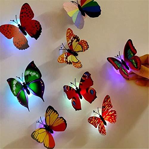 Plastic Led Light 3d Butterfly Sticker Decoration Color Light For Wall Decoration | Mini Night Lamp - Peel And Stick (pack Of 12)