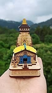 Hand Crafted Kedarnath Temple in Wood Color 3D Model Mandir Statue(4 Inch)