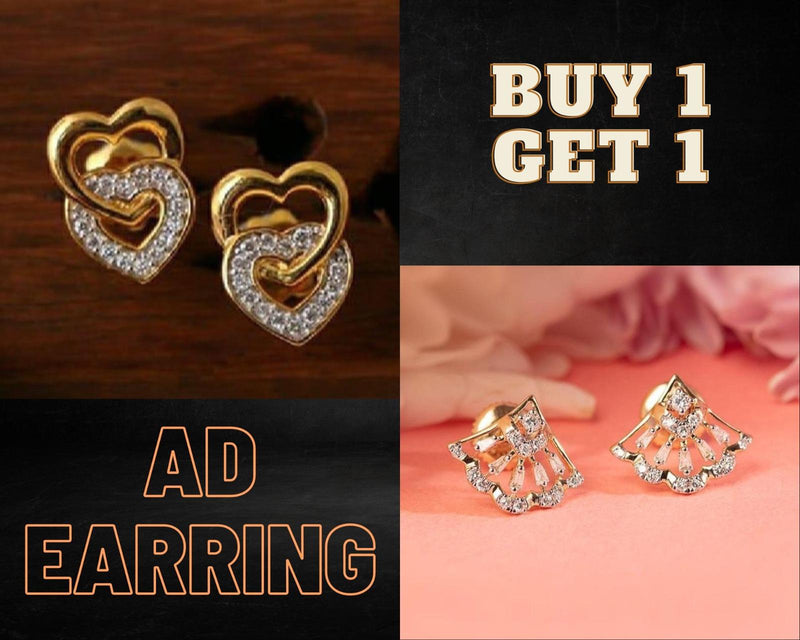 Authentic Gold Plated & Stones Earring (pack Of 2 Pair)