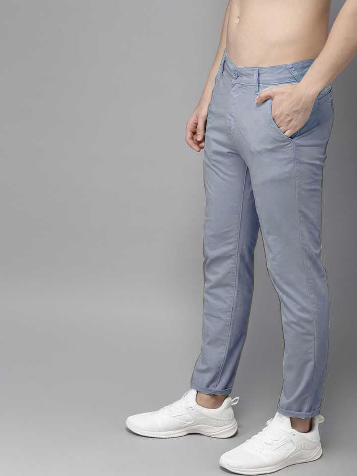 Cotton Solid Slimt Fit Casual Trouser