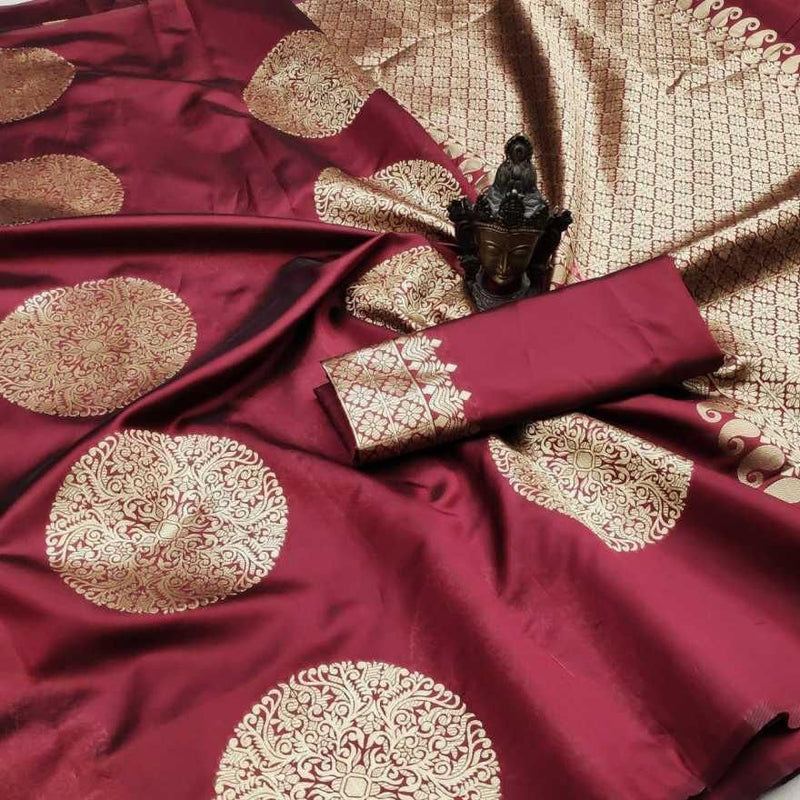 Stunning Soft Cotton Banarasi Silk Weaving Saree