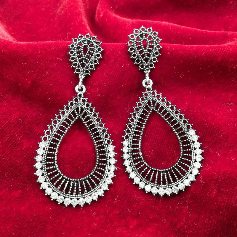 Trend-setting Silver Plated Oxidized Earrings