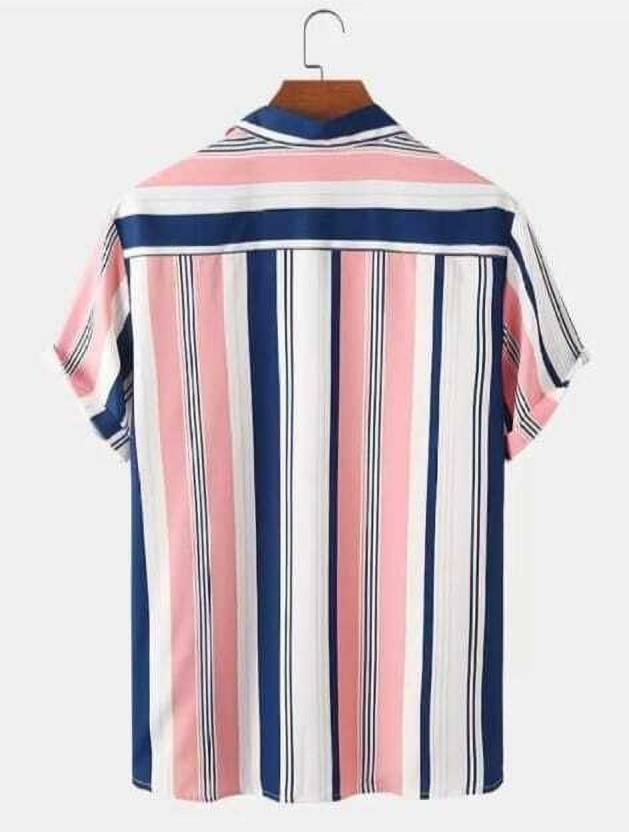 Rayon Stripes Half Sleeves Regular Fit Mens Casual Shirt