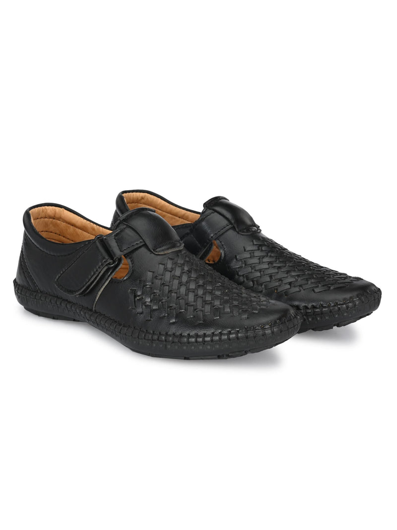 BUCIK Men's Tan Synthetic Leather Slip-On Casual Sandals