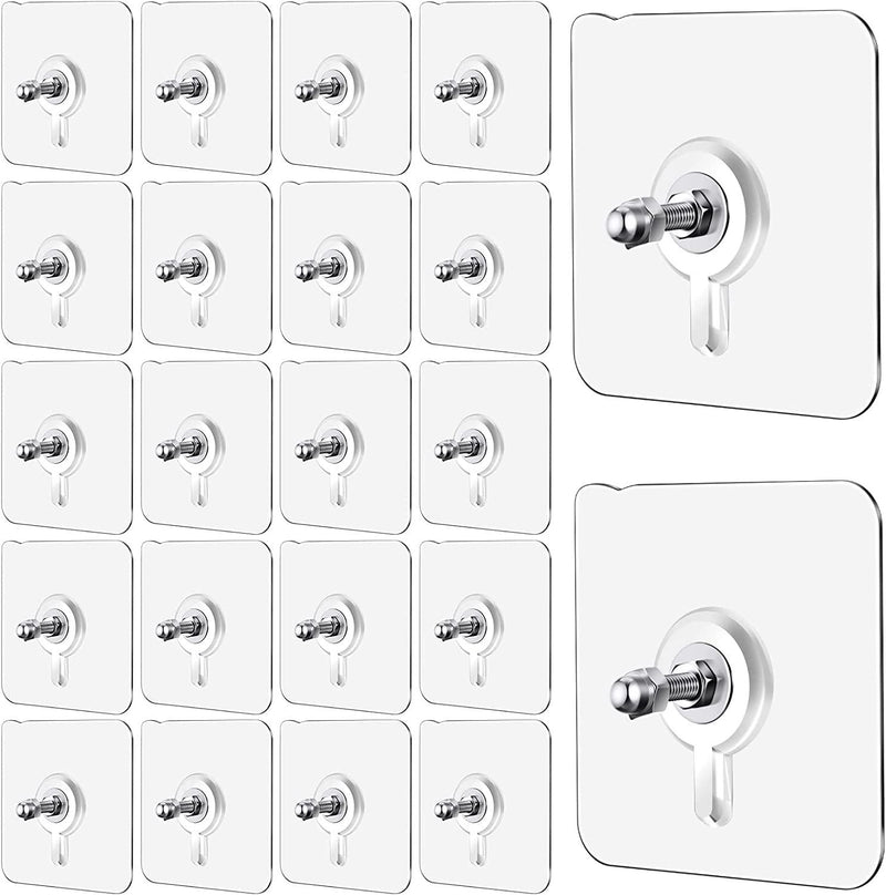 Wall Hooks, Adhesive Wall Screws Hanging Nails, No-Drilling Waterproof Screw Free Stickers for Hanging, Heavy-Duty Adhesive Wall Mount Screw Hooks for Kitchen Bathroom Bedroom Living Room 10 Pcs