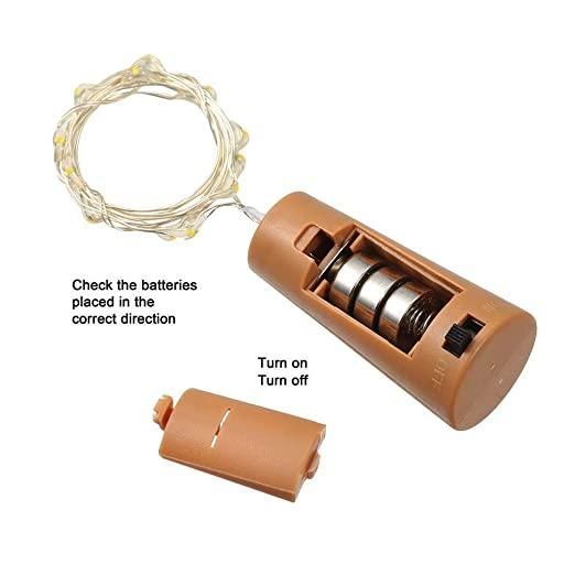 20 Led Wine Bottle Cork Copper Wire String Lights 2M Battery Operated (Warm White Pack Of 20)