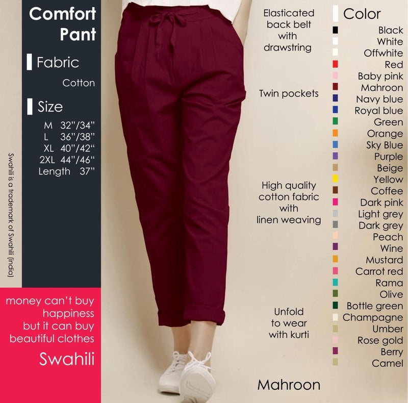 Women Cotton Solid Pant