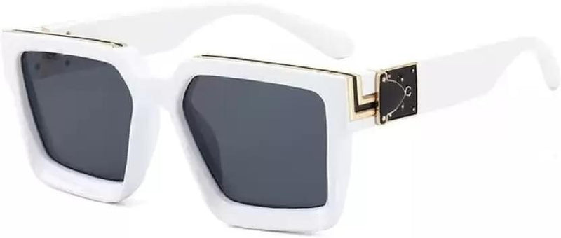 UV Protection Rectangular, Over-sized Sunglasses (60) (For Men & Women, Black, Clear)