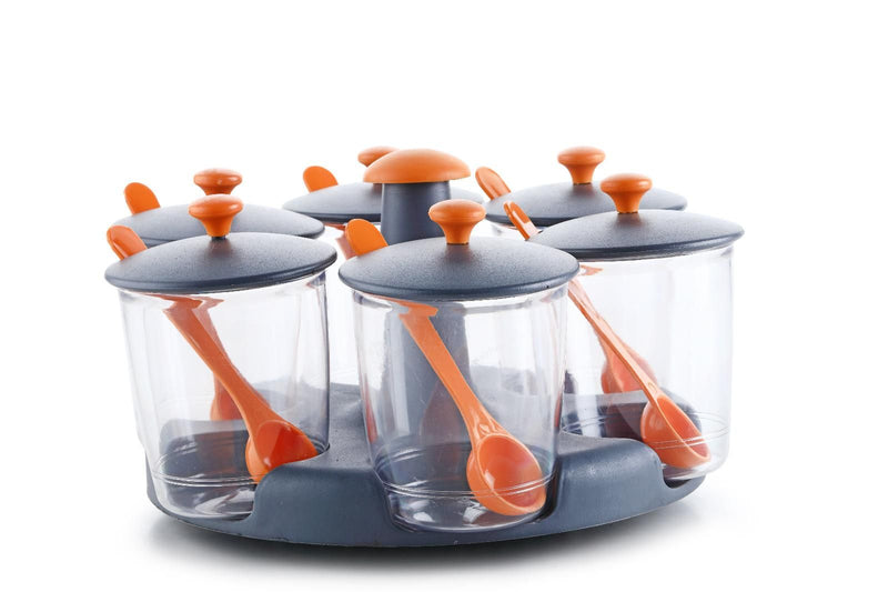 360 Degree Revolving Pickle Jar Set For Dining Table 6 Pcs, pickle Stand, Pickle Container, Achar Stand 300ml