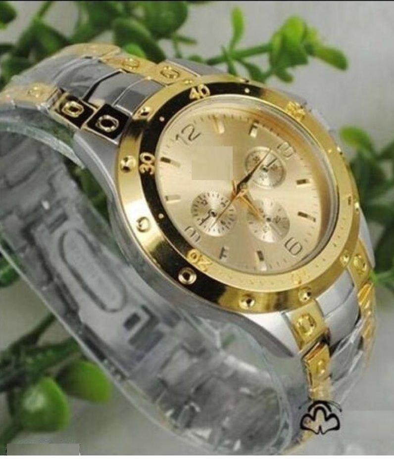 Analogue Gold Dial Watch For Men Elios-Gold-Silver