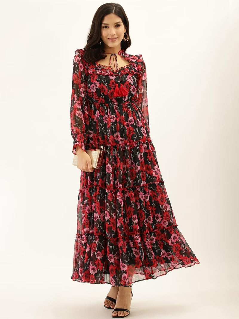 Lymio Dresses for Women || Western Dresses for Women || Dress for Women || Dresses (694-699) (XL, Red)