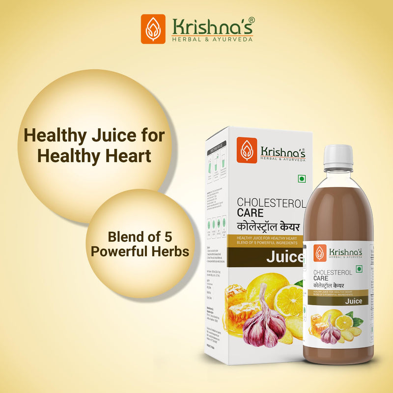 Krishna's Herbal & Ayurveda Cholesterol Care Juice - 1000 ml | Contains Honey with Apple Cider Ginger Garlic, Sugar Free, Helps in Digestion Heart Health, Health Drink, Made in India