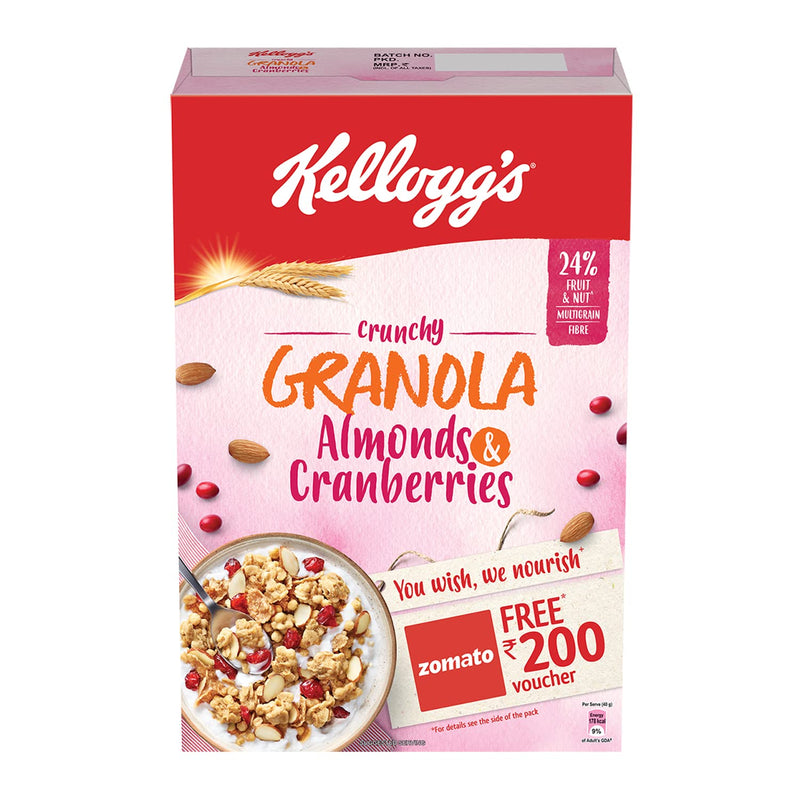 Kellogg's Crunchy Granola Almonds and Cranberries, 460 g | Breakfast Cereal | Multigrain Flakes