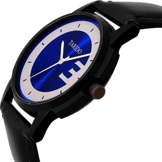 New Generation Blue Dial Black Leather Strap Analog Wrist Analog Watch�