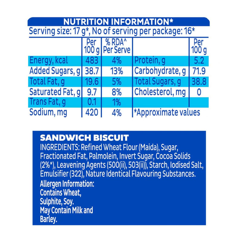 Cadbury Oreo Vanilla Flavour Crème Sandwich Biscuit, 288.75 g