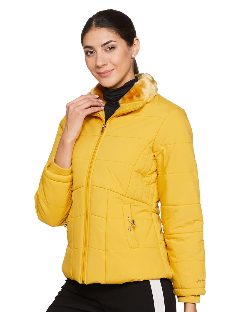 Qube By Fort Collins Women's Parka Coat Jacket Yellow Cyber L