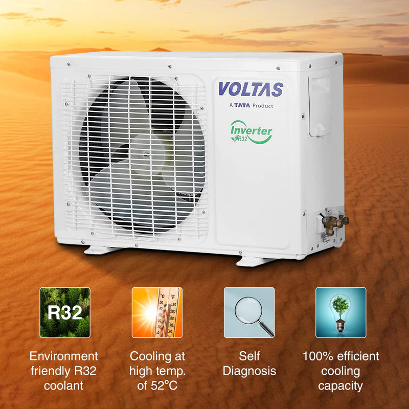 Voltas 1 Ton 5 Star, Inverter Split AC(Copper, 4-in-1 Adjustable Mode, Anti-dust Filter, 2023 Model, 125V Vectra Elite, White)