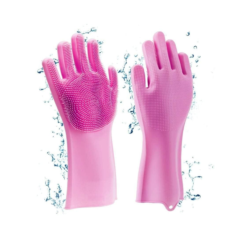 Silicone Scrub Cleaning Hand Gloves Latex Free (full Size Multicolor - Pack 1 Pair)