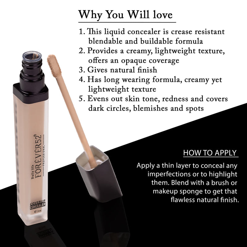 Daily Life Forever52 Coverup Concealer (Silk) Multipurpose creamy, lightweight Easy-To-Blend Hydrating Formula For Long Lasting Natural Finish Perfect Look -CCU10.1