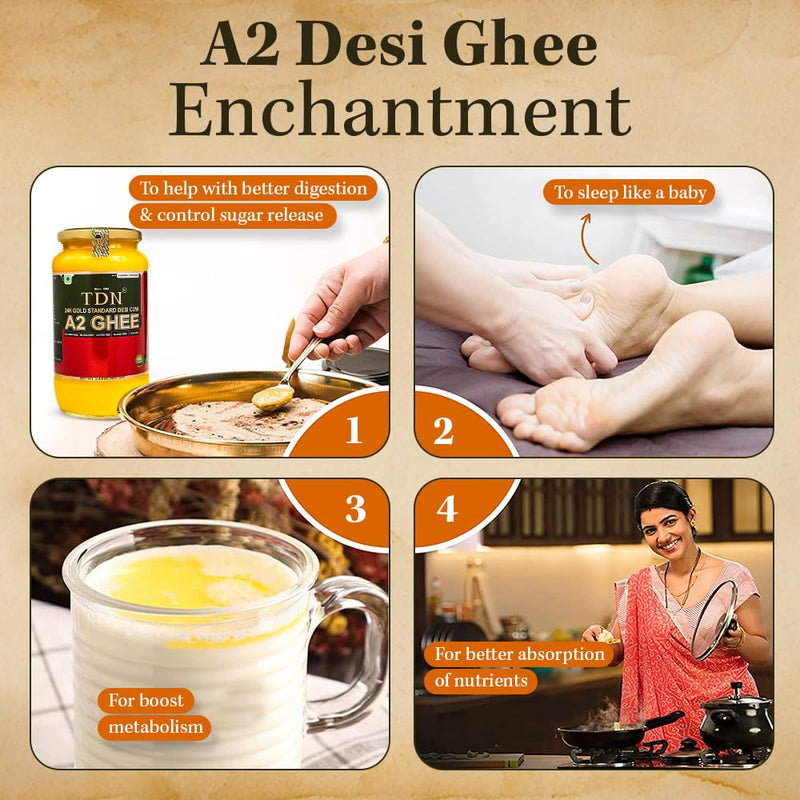 TDN Farm Fresh A2 Cow Ghee -120ML Glass Bottle, NDDB A2 Lab Certified, A2 Ghee Bilona Method, A2 Organic Cow Ghee, Grassfed, Cultured Premium & Traditional Ghee, Curd Churned A2 Ghee, A2 Pure Ghee