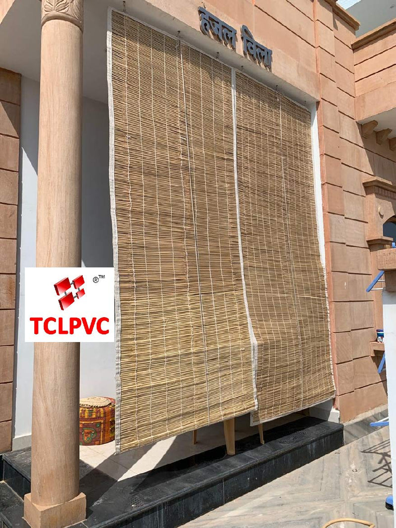 TCLPVC Eco 3/8 ft Bamboo Chick Blind 36x84inch Window Curtains Natural Outdoor Pro Heavy Duty Per 1 pc