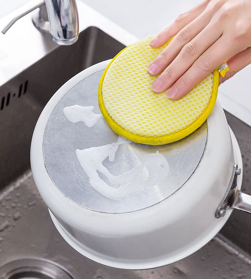 Wolpin 2-in-1 Dishwashing Scrub & Sponge for Kitchen (Pack of 10 Pcs) Cleaning Dishes and Cookware