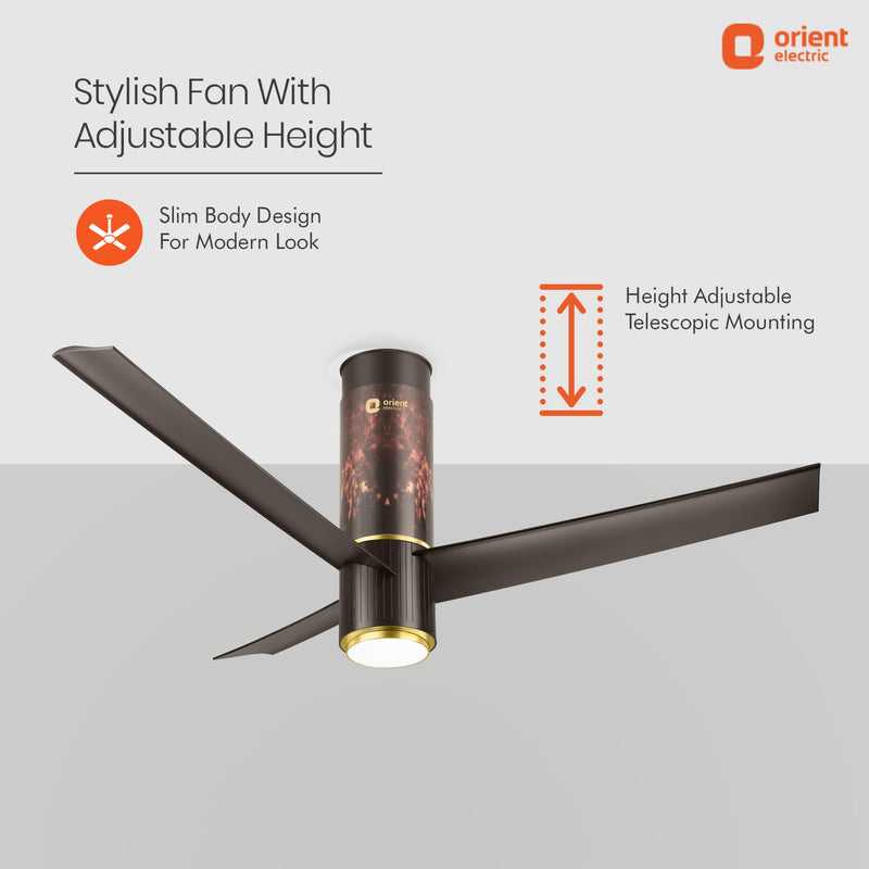 Orient Electric Aeroslim 1200mm BLDC motor Smart Ceiling Fan with IOT, Remote & Under light (Flame Gold)