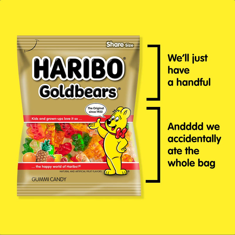 HARIBO Goldbears Share Size Bag, Golden & White, Assorted, 140 Grams (30221)