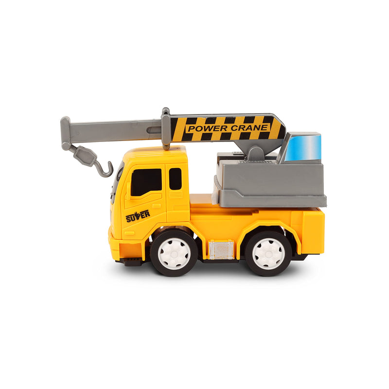 TOYZONE Friction Powered Mini Truck Series | Made in India | Friction Powered Toy | Unbreakable City Service Truck | Pull Back | Push & Go Crawling Toys (Contruction Vehicle Crane)