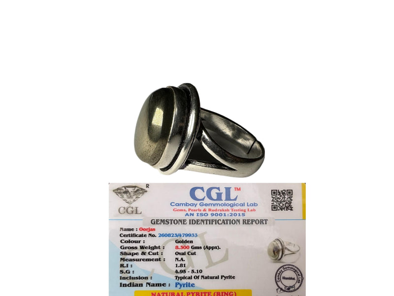 Oorjas Pyrite Adjustable Ring With Lab Tested Certificate - Money Magnet Ring - Charged By Experts