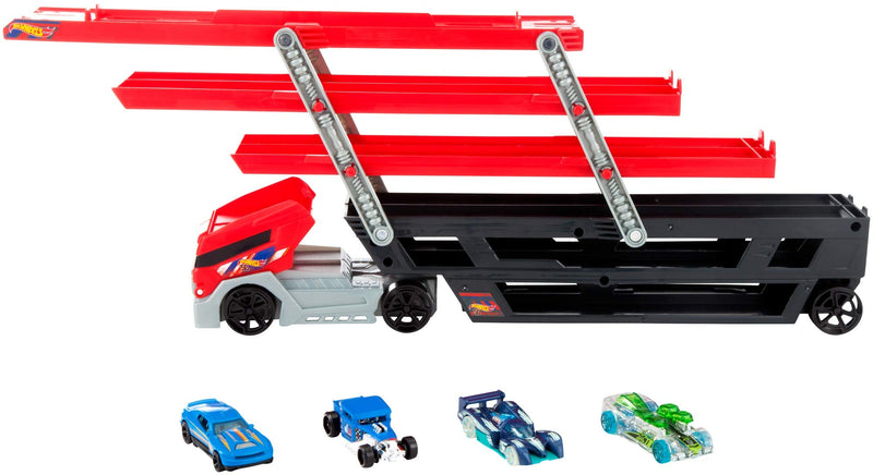 Hot Wheels Mega Hauler Truck includes 4 Die-cast Cars (Multicolor)