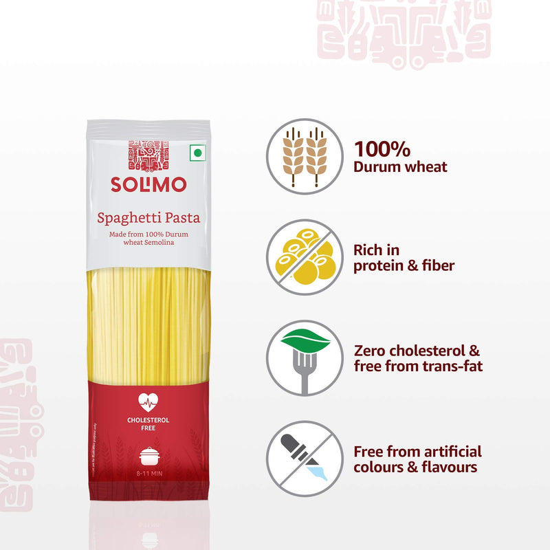 Amazon Brand - Solimo Durum Wheat Spaghetti Pasta Pouch, 500 grams